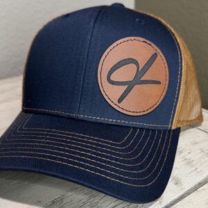 Signature Navy Trucker Hat: Caramel Mesh Edition