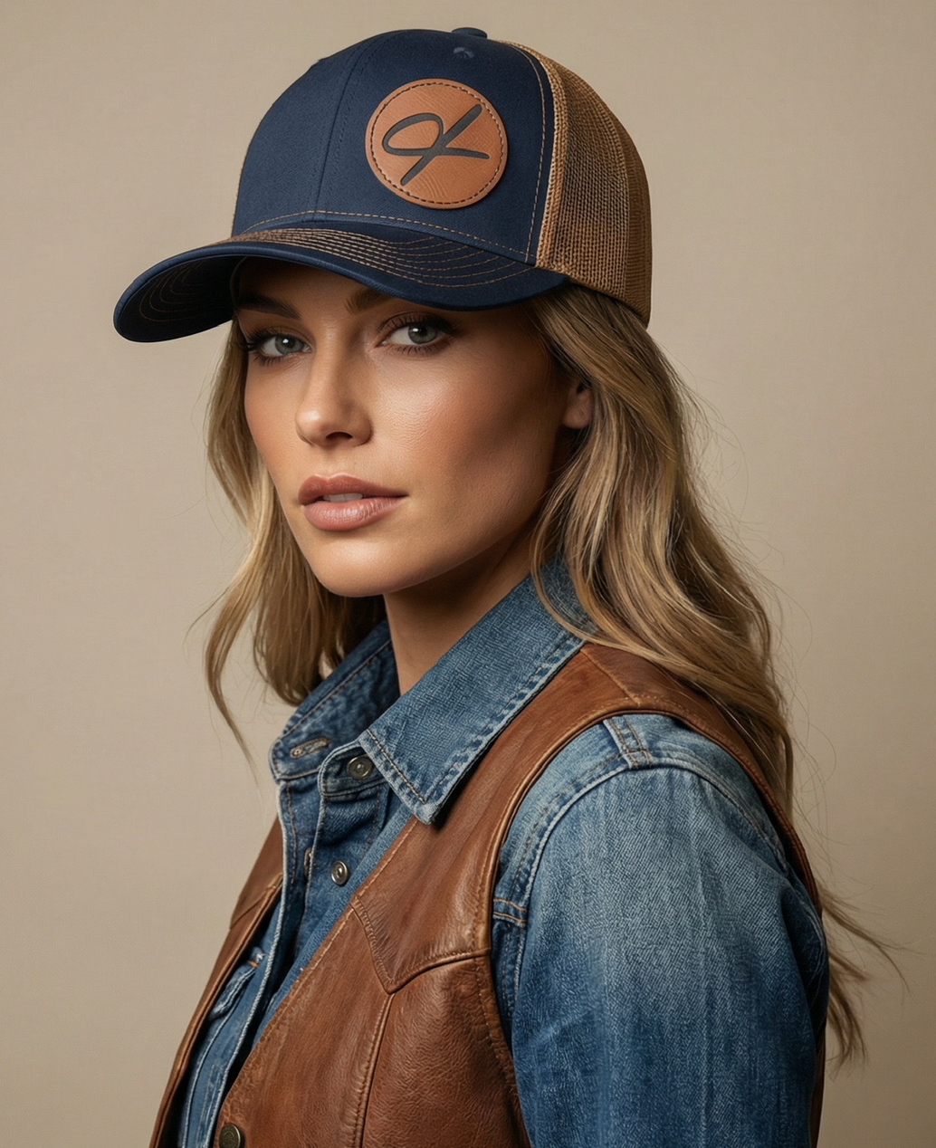 BERYL+blaze leather patch hats
