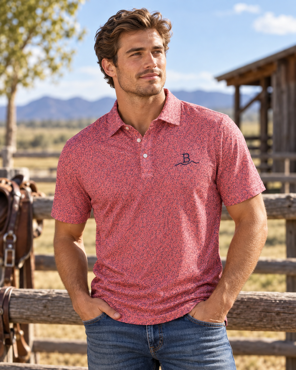 Painted Prairie Men's Patterned Polo
